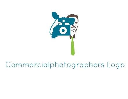 a person behind the camera with tie logo