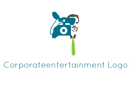 a person behind the camera with tie logo