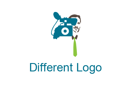 a person behind the camera with tie logo