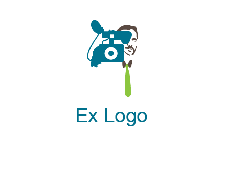 a person behind the camera with tie logo