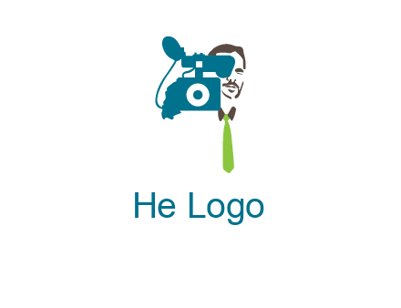 a person behind the camera with tie logo