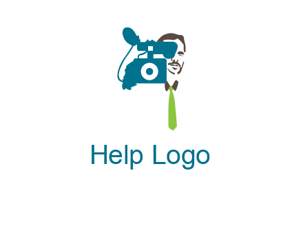 a person behind the camera with tie logo