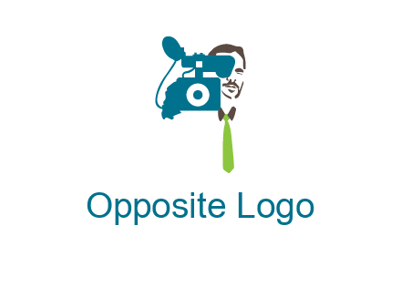 a person behind the camera with tie logo