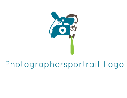 a person behind the camera with tie logo