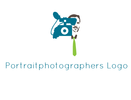 a person behind the camera with tie logo
