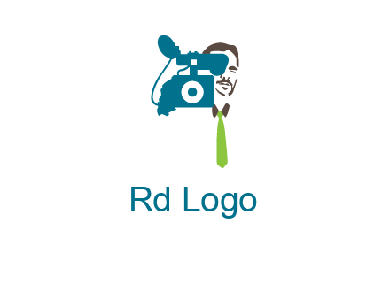 a person behind the camera with tie logo