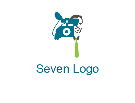 a person behind the camera with tie logo