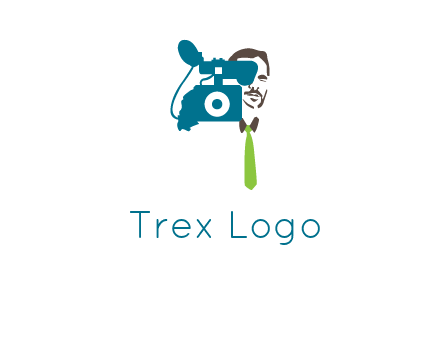 a person behind the camera with tie logo