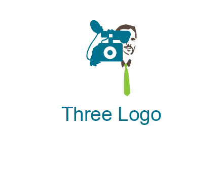 a person behind the camera with tie logo