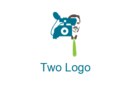 a person behind the camera with tie logo
