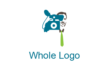 a person behind the camera with tie logo