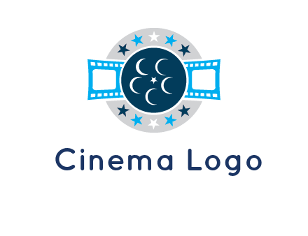 film reel inside the circle with stars logo