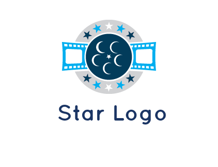 film reel inside the circle with stars logo