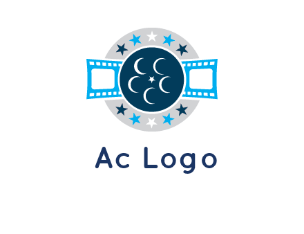 film reel inside the circle with stars logo