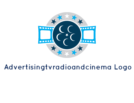 film reel inside the circle with stars logo