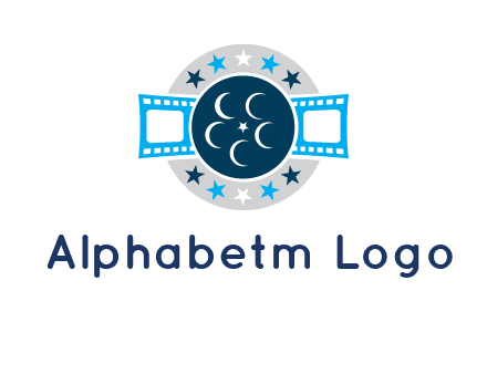 film reel inside the circle with stars logo