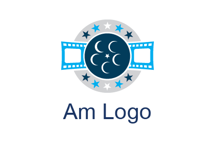 film reel inside the circle with stars logo