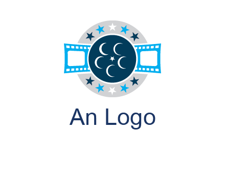 film reel inside the circle with stars logo