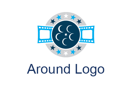 film reel inside the circle with stars logo