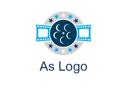 film reel inside the circle with stars logo