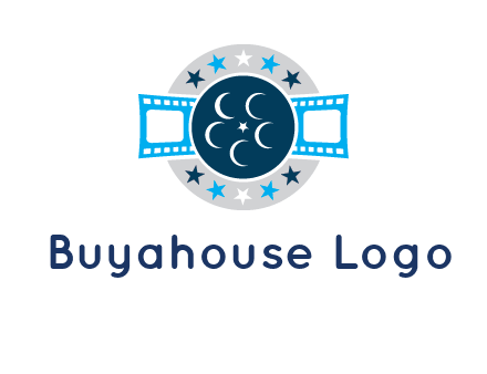 film reel inside the circle with stars logo