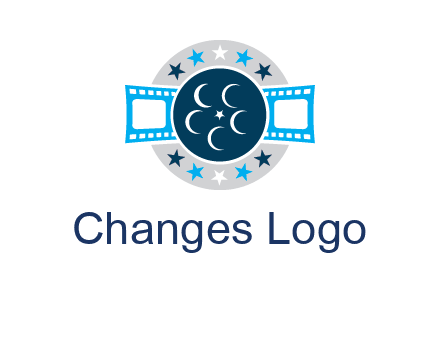film reel inside the circle with stars logo
