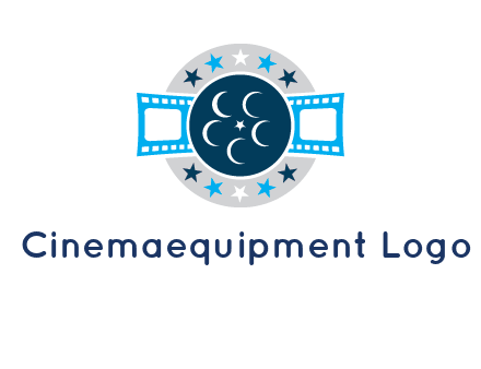 film reel inside the circle with stars logo