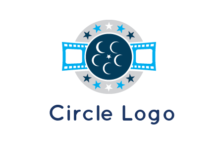 film reel inside the circle with stars logo