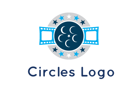 film reel inside the circle with stars logo