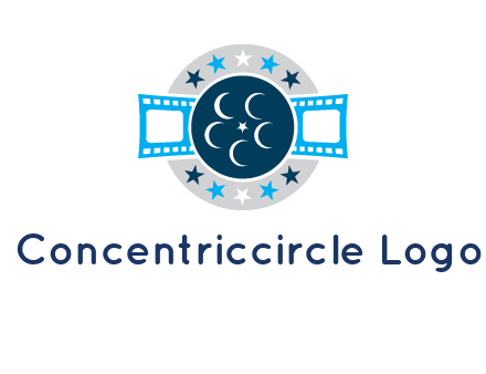 film reel inside the circle with stars logo