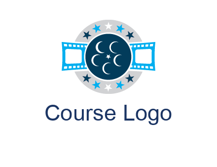 film reel inside the circle with stars logo