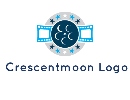 film reel inside the circle with stars logo