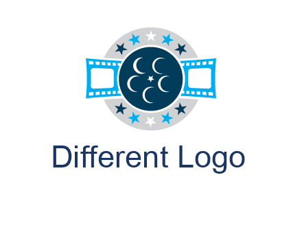 film reel inside the circle with stars logo