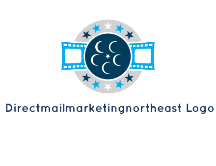film reel inside the circle with stars logo