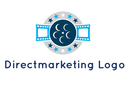 film reel inside the circle with stars logo