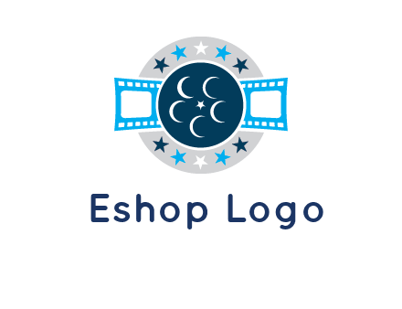 film reel inside the circle with stars logo