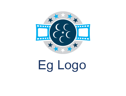 film reel inside the circle with stars logo