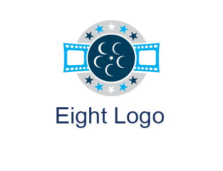 film reel inside the circle with stars logo