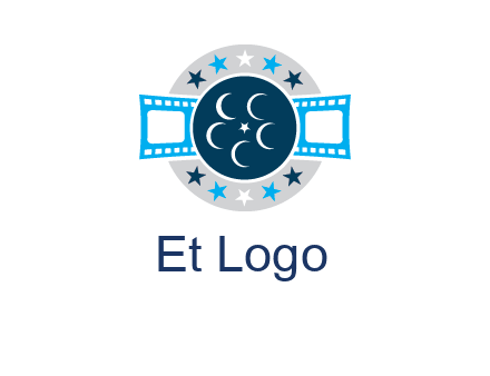 film reel inside the circle with stars logo