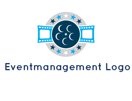 film reel inside the circle with stars logo