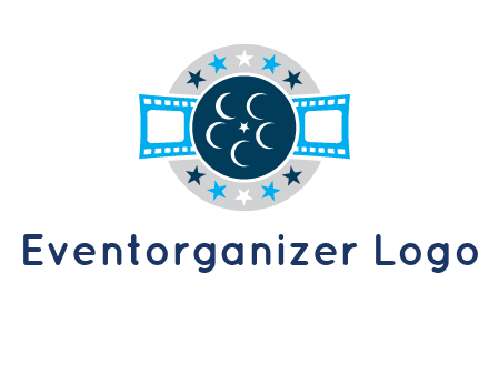 film reel inside the circle with stars logo