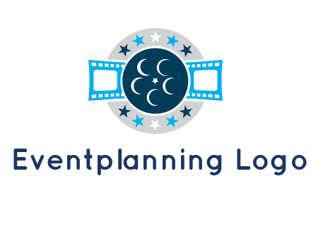 film reel inside the circle with stars logo