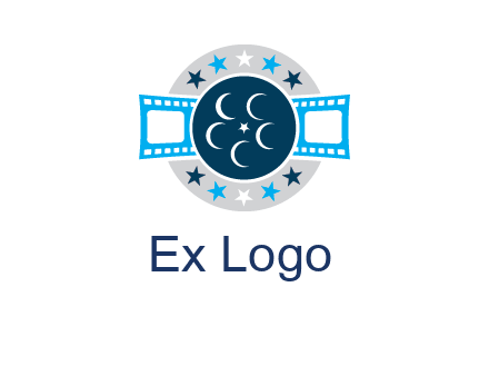 film reel inside the circle with stars logo