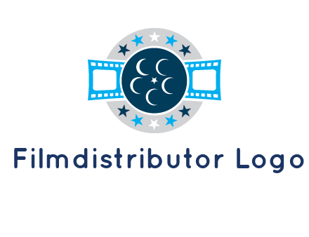 film reel inside the circle with stars logo