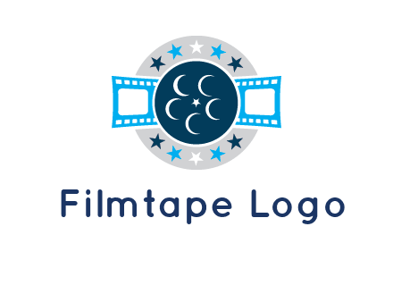 film reel inside the circle with stars logo