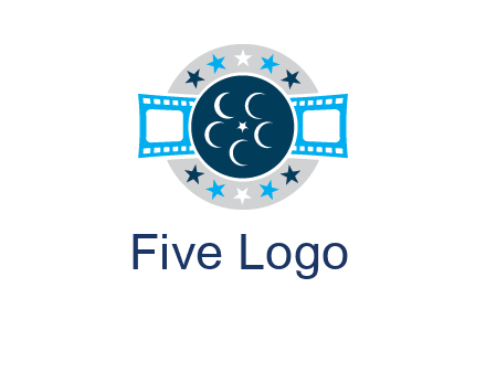 film reel inside the circle with stars logo