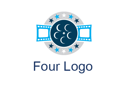 film reel inside the circle with stars logo