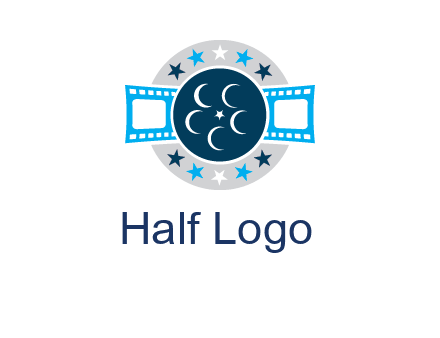 film reel inside the circle with stars logo