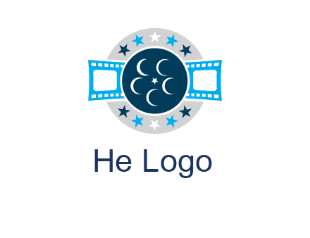 film reel inside the circle with stars logo