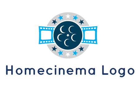 film reel inside the circle with stars logo